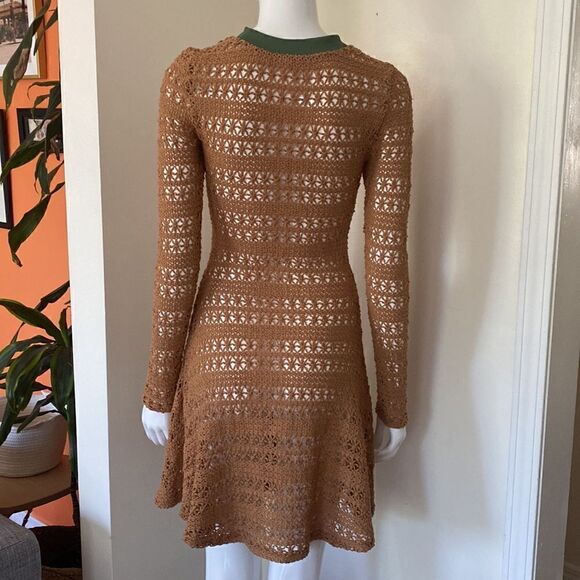Kenneth Nicholson Camel Brown Loose Knit Mini Dress Size Small - Picture 6 of 12